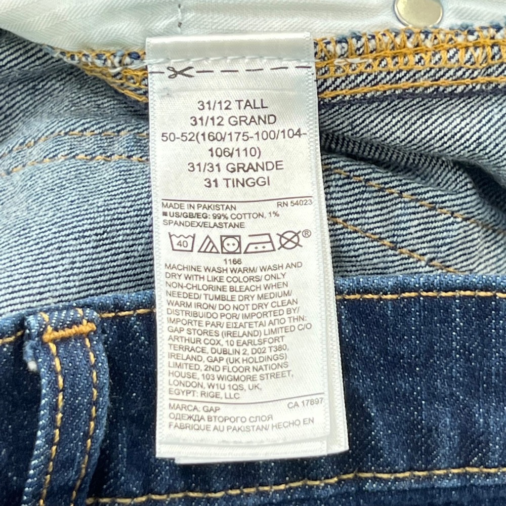 GAP Vintage Flare High Rise Jeans 31 12 Tall Dark Wash Rinsed Raw Hem Stretch - Picture 6 of 10
